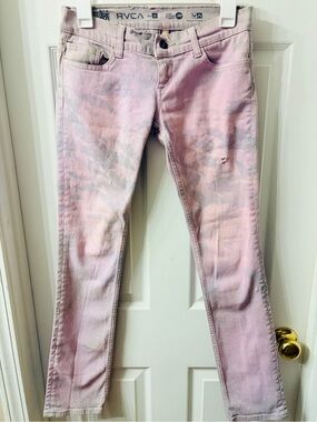 RVCA Pink and Gray Tie-Dye Low Rise y2k Skinny Jeans Rare